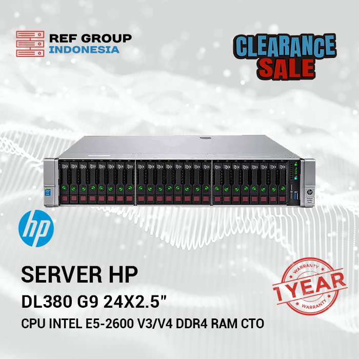DL38020G92024SFF.webp Server HP DL380 G9 24x2.5" CPU Intel E5-2600 v3/v4 DDR4 RAM CTO - Clearance Sale - GARANSI Ref Group - Image 1